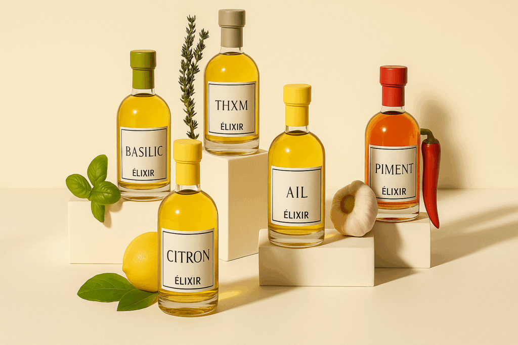 huiles d'olive aromatisées